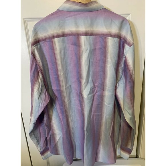 VTG R&G London New York Button Up Men’s Sz 2XL 80’s 90s Vintage Vertical Striped - Picture 9 of 9
